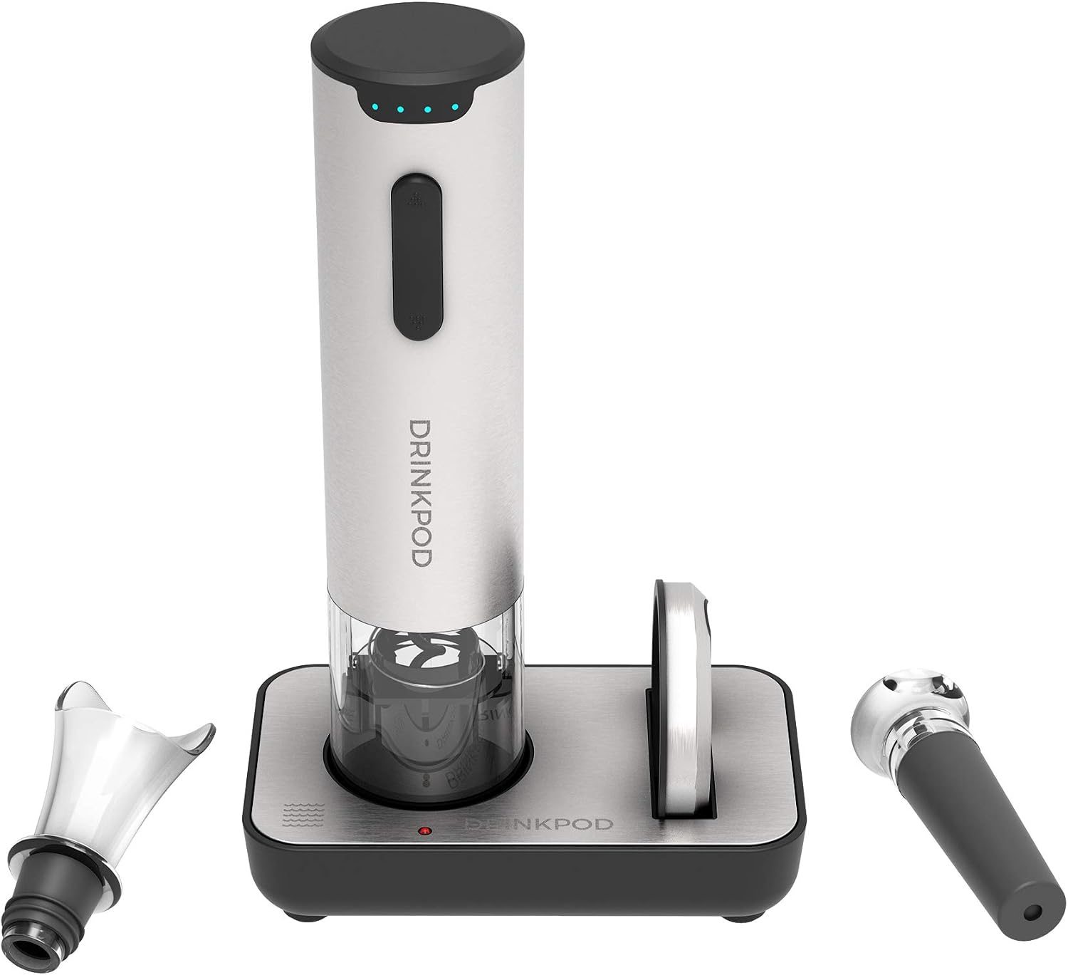 WineKEY 1+Electric Wine Bottle Opener, Rechargeable Wine Opener, 5-Piece Wine Gift Set, Gift for Wine Lovers, Electric Wine Bottle Opener with Charging Stand, Electric Wine Opener