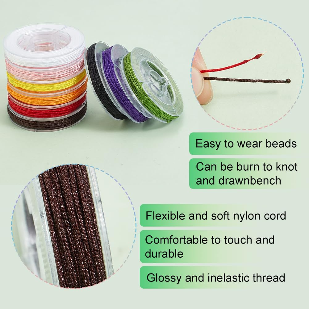 PH PandaHall 9 Color 0.8mm Nylon Beading String Chinese Knotting Cord Braided Thread Bracelet String Kumihimo Macrame Thread String Blinds String for Friendship Christmas Jewelry Making, 67 Yards - Image 7