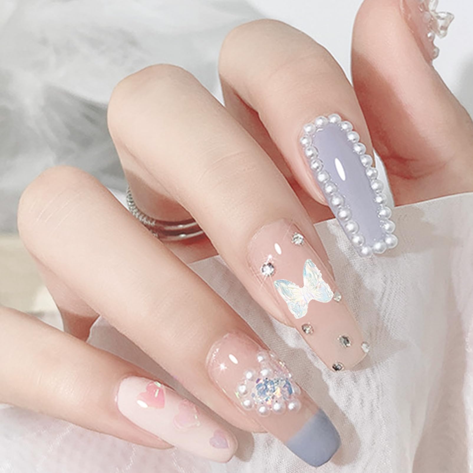 PACKOVE 3 Set Decorazioni Unghie A Con Accessori Per Nail Art Facile Applicazione Per Unghie Naturali E Artificiali Per Stili Unici E Personalizzati 2 Scatole*3