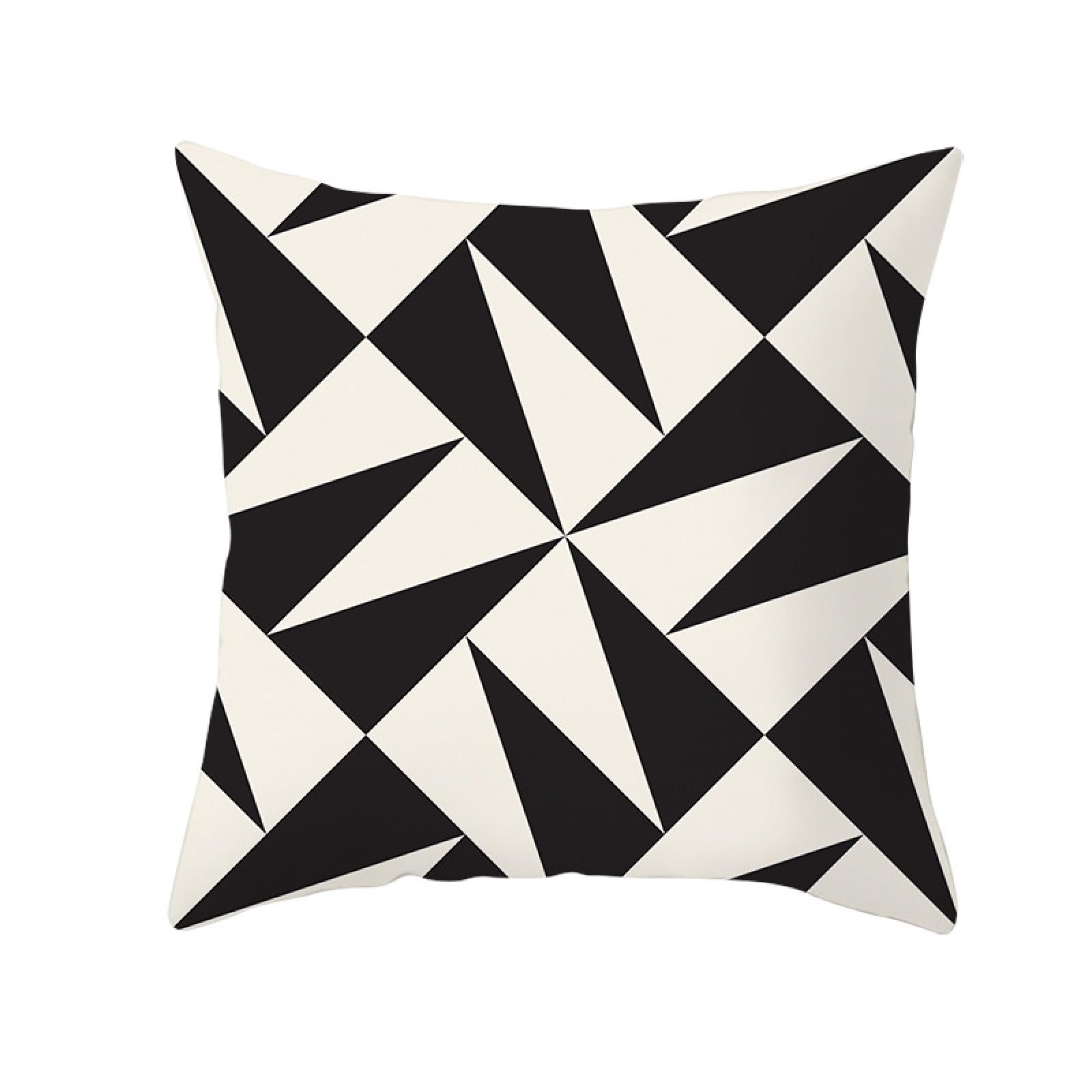 Cushion Covers Black Triangle Pillow Cases Soft Linen Cushions with Covers Included Washable Sofa Cushions with Invisible Zip Pillowcase Breathable Pillow Cover 50x50 Cushion Cover 1 Pack