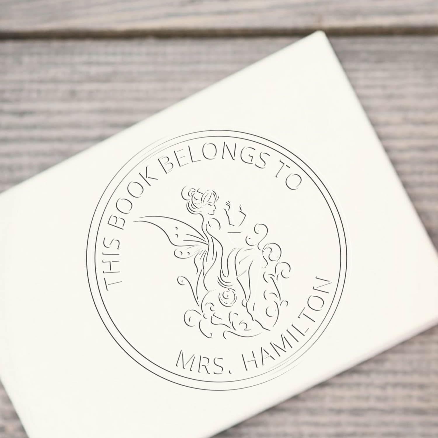 Custom Book Embossing Seal - Whimsical Fairy Cassiopeia Design, Personalized Library Bookplate Embossing Stamp for Book Collectors, Custom-Made Book Insignia Press Tool, 1-5/8" Seal for Book Lovers