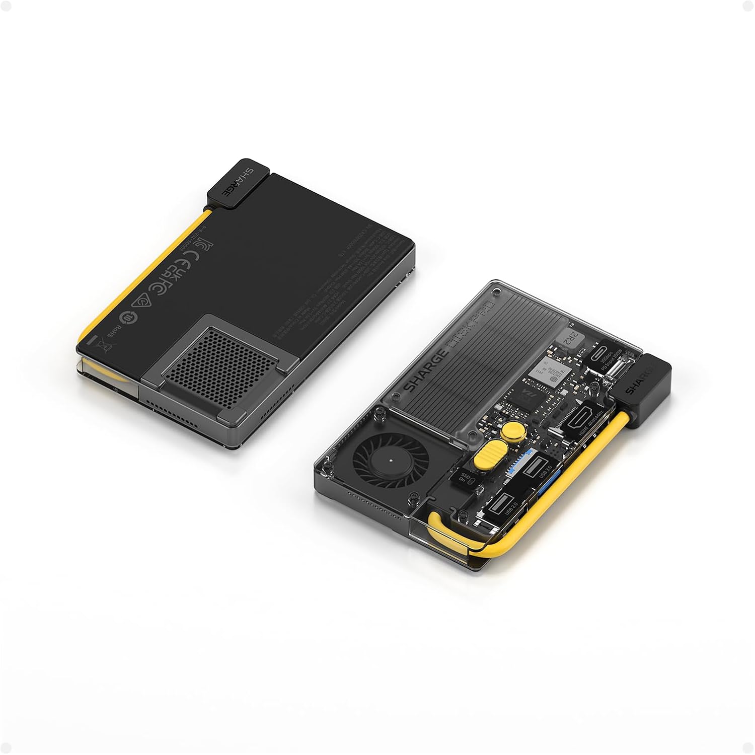 SHARGE Disk Pro 1TB Portable SSD with Active-Cooling, 4-Port Hub with HDMI 2.1, 10 Gbps Cable, Magnetic External Solid State Drive for MacBook, PC, Console and More