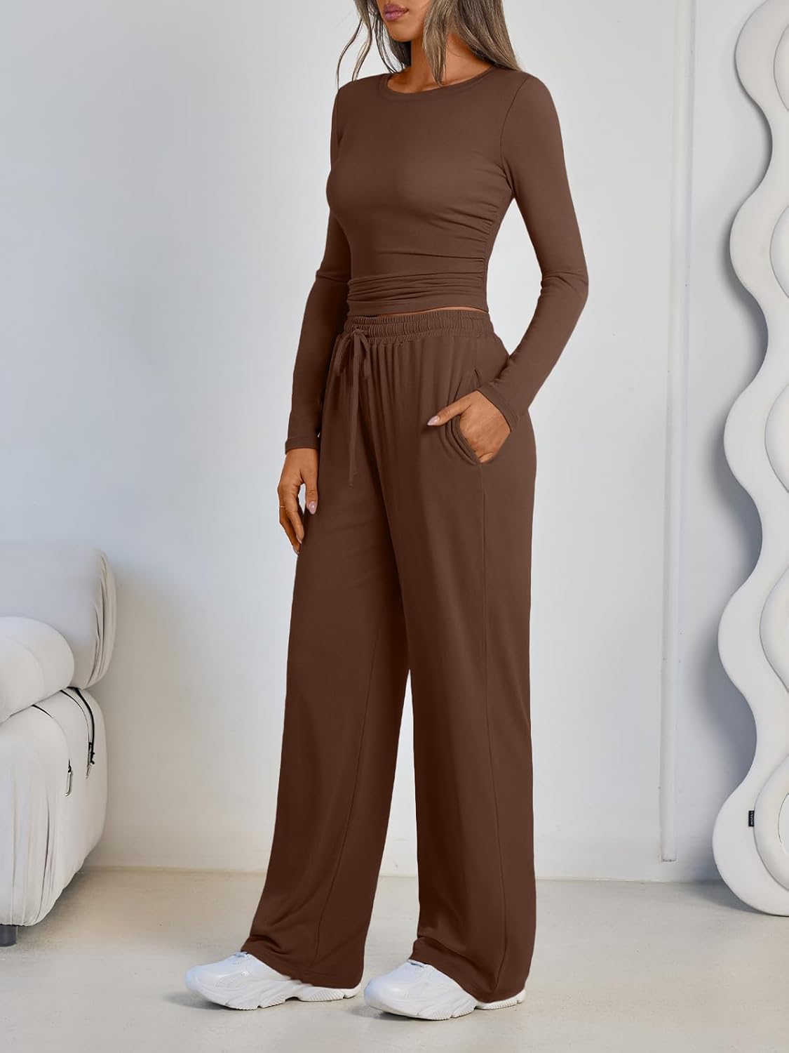 LILLUSORY 2 Piece Lounge Sets for Women Fall Outfits 2026 Two Piece Travel Sweatsuits Business Casual Fashion Clothes - Image 3