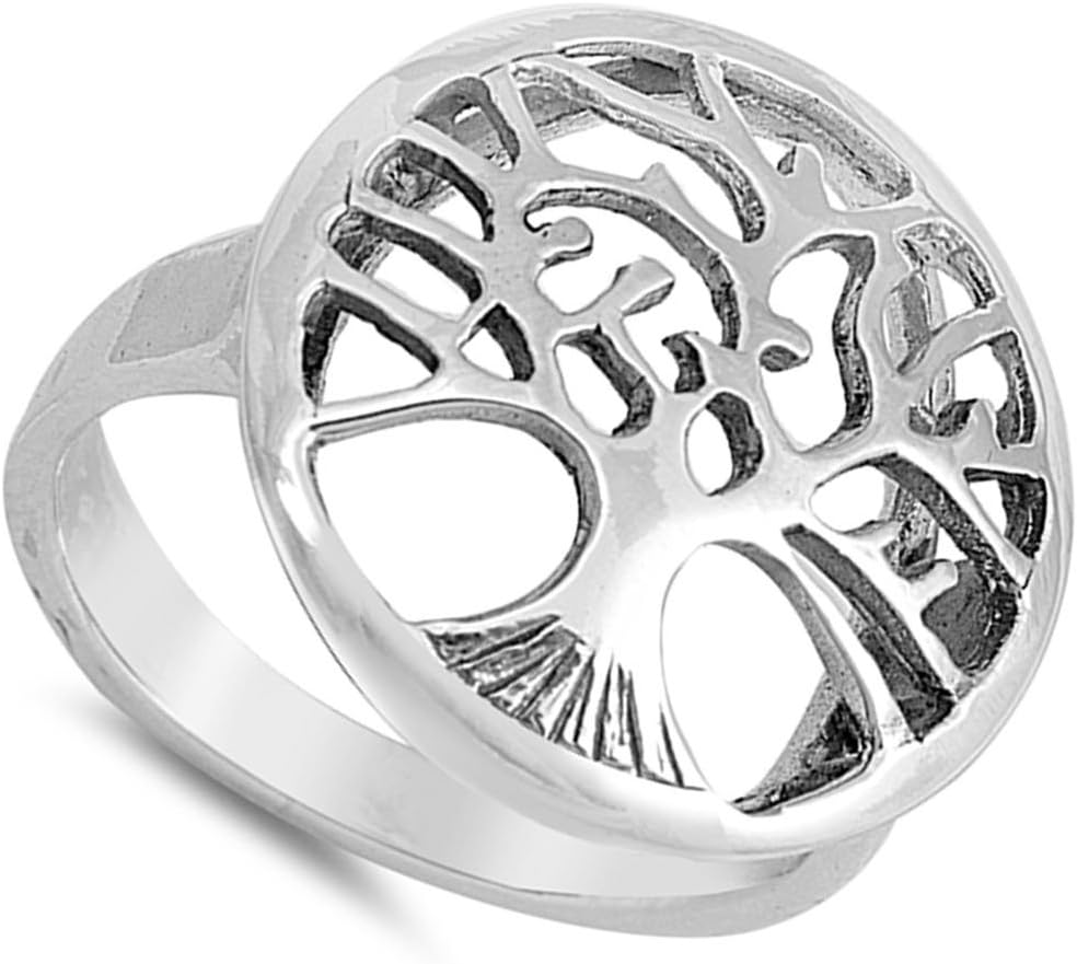 Tree of Life Cutout Classic Ring .925 Sterling Silver Filigree Band Sizes 6-12