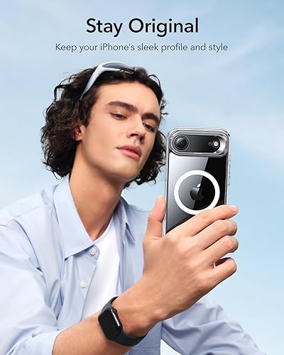 Vista 118 de ESR - Funda para iPhone 15 compatible con MagSafe, funda protectora de grado militar con soporte integrado, cubierta trasera resistente a