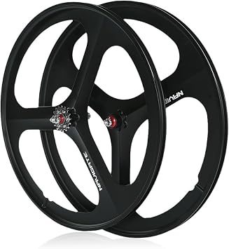 700C 23C-28C Fixed Gear Bike Wheelset Magnesium-Alloy Front Rear Wheels V Brake 100/120mm Hubs for Signle Speed Track Bike Wheel 3 Spokes
