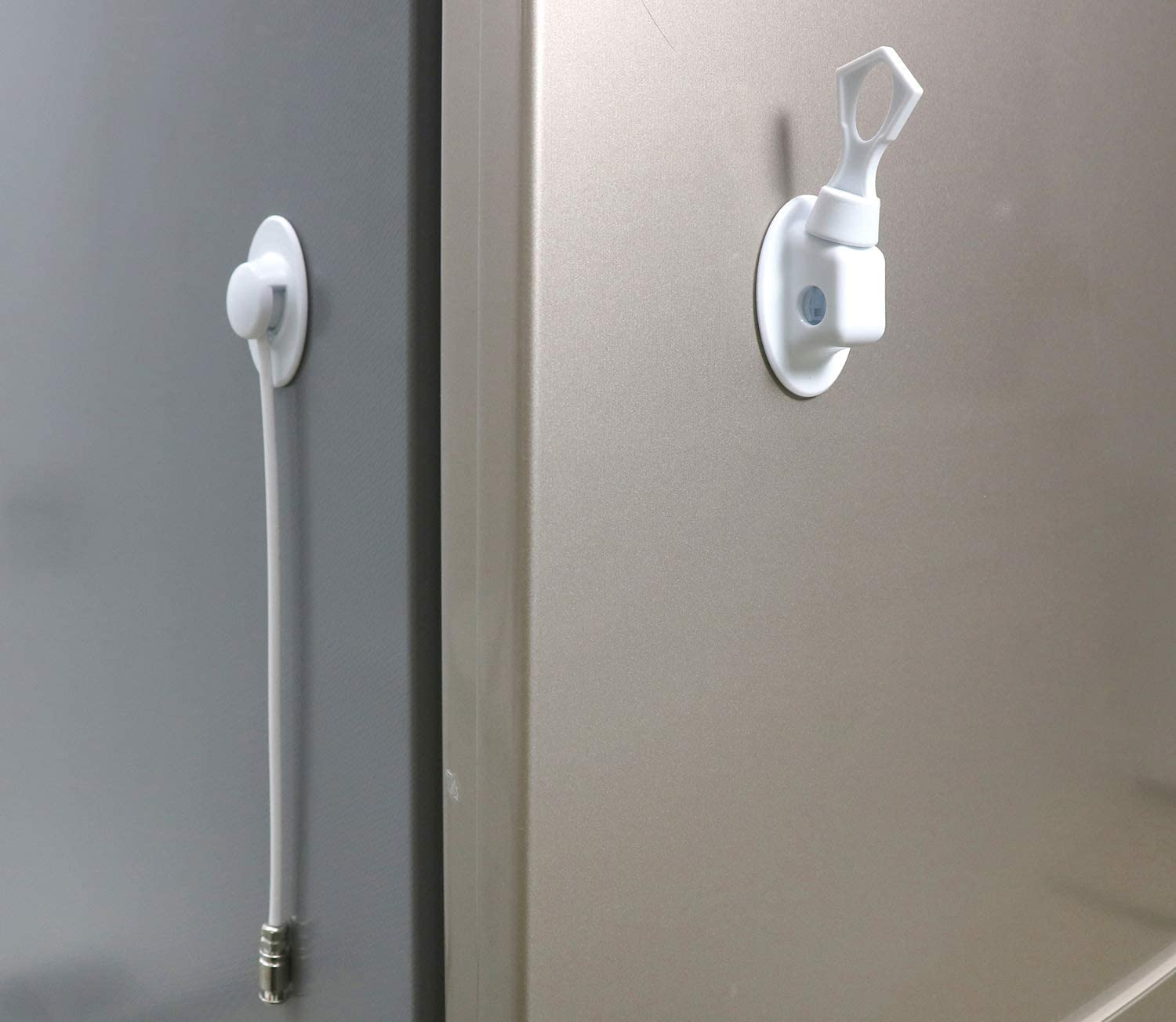 2 Pack Refrigerator Lock with Magnetic, Child Safety Locks, Fridge Freezer Door Lock, for Cabinet Drawer, Convenient - White