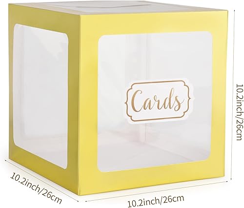 Miniatura 2 de Fowecelt Caja de tarjetas dorada, regalos de boda, caja de cartón para recibir dinero para boda, recepción, aniversario, cumpleaños, graduación,