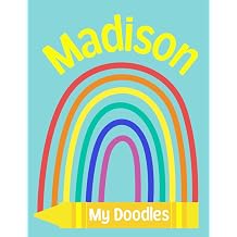 Madison My Doodles Personalized Sketchbook for Kids For Doodling, Drawing, Writing and Sketching, 100 Blank Pages
