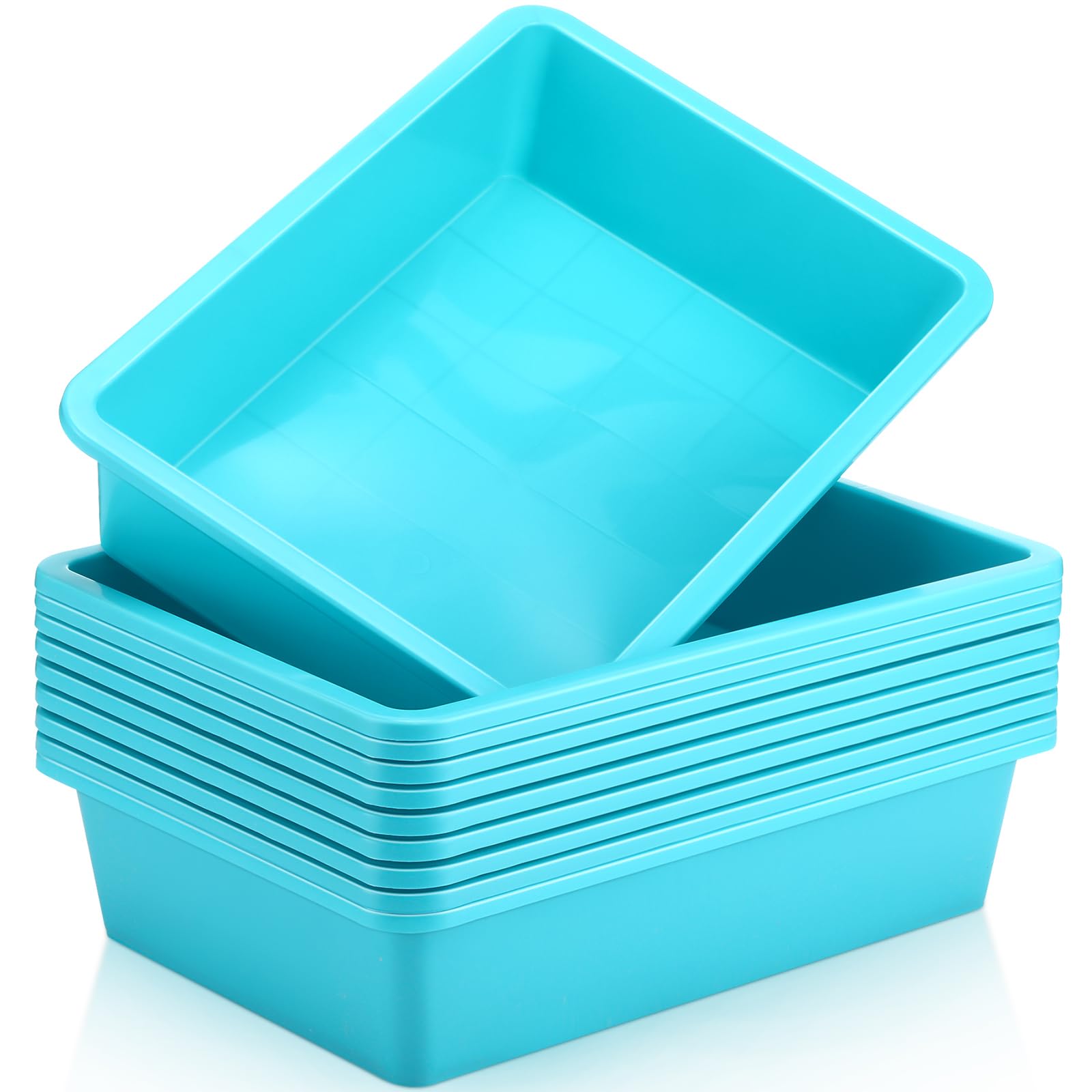 Hoteam 10 bandejas de Almacenamiento Planas organizadoras de tamaño Carta para Aula, Actividades artísticas, Bandeja de plástico, Organizador de Archivos apilable para Escuela, Oficina, Profesor,