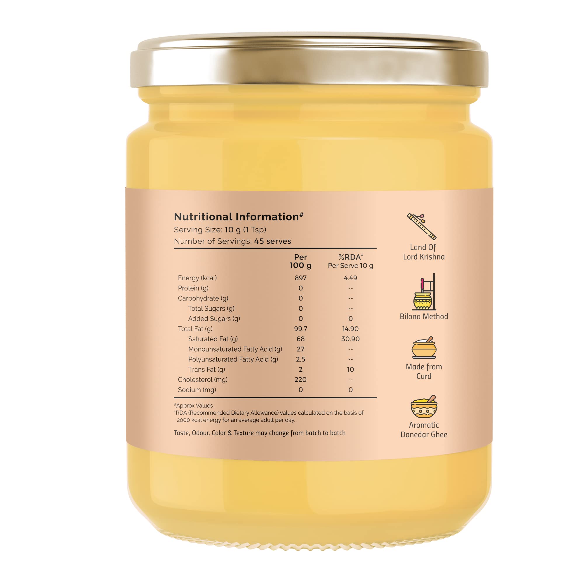 Auric Bio-Ghee | Bilona Curd Churned | Laborgeprüft & international zertifiziert | Perfektes Aroma & Danedar Ghee | Gute Fette für ein gesundes Herz | Glas 500 ml