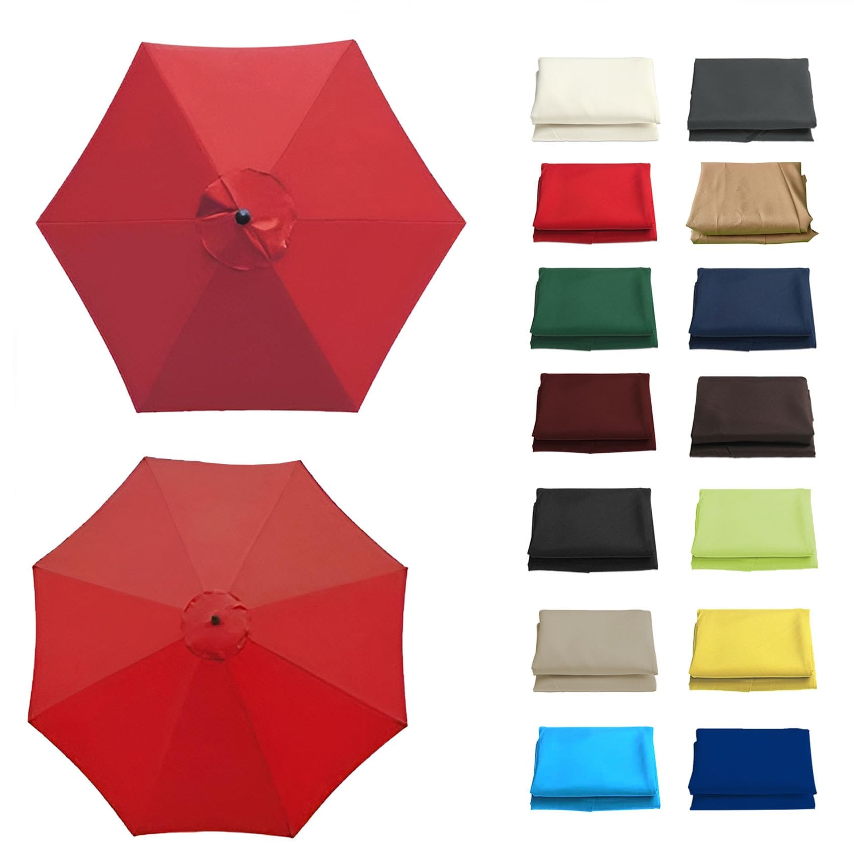GZDXBF Round Umbrella Canopy Replacement 6 Ribs/8 Ribs, Replacement Parasol Fabric Cover For Outdoor Sunshade Rainproof, Polyester, 200cm 270cm 300cm(Color:Red,Size:6 ribs: 2m/6.5ft) — image 1