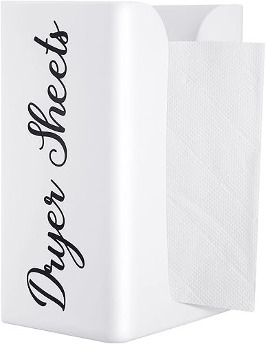 Dispensador magnético de hojas para secadora elegante soporte de sábanas de tela blanca dispensador de detergente y jabón organizador magnético de