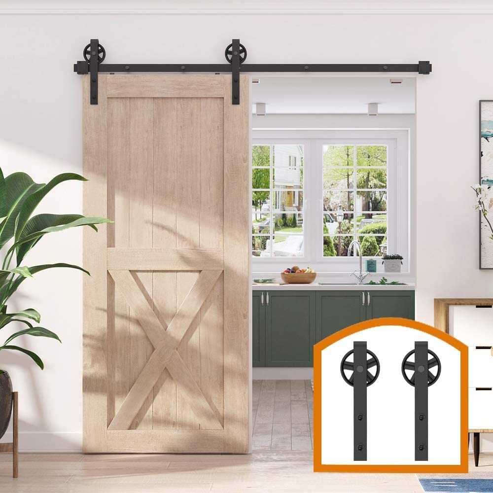 Sliding Door Hardware Sliding Barn Door Hardware Kit Rail Industrial Barn Wood Door Interior Closet Door Kitchen Door Track Kit Track System Hardware(200cm)