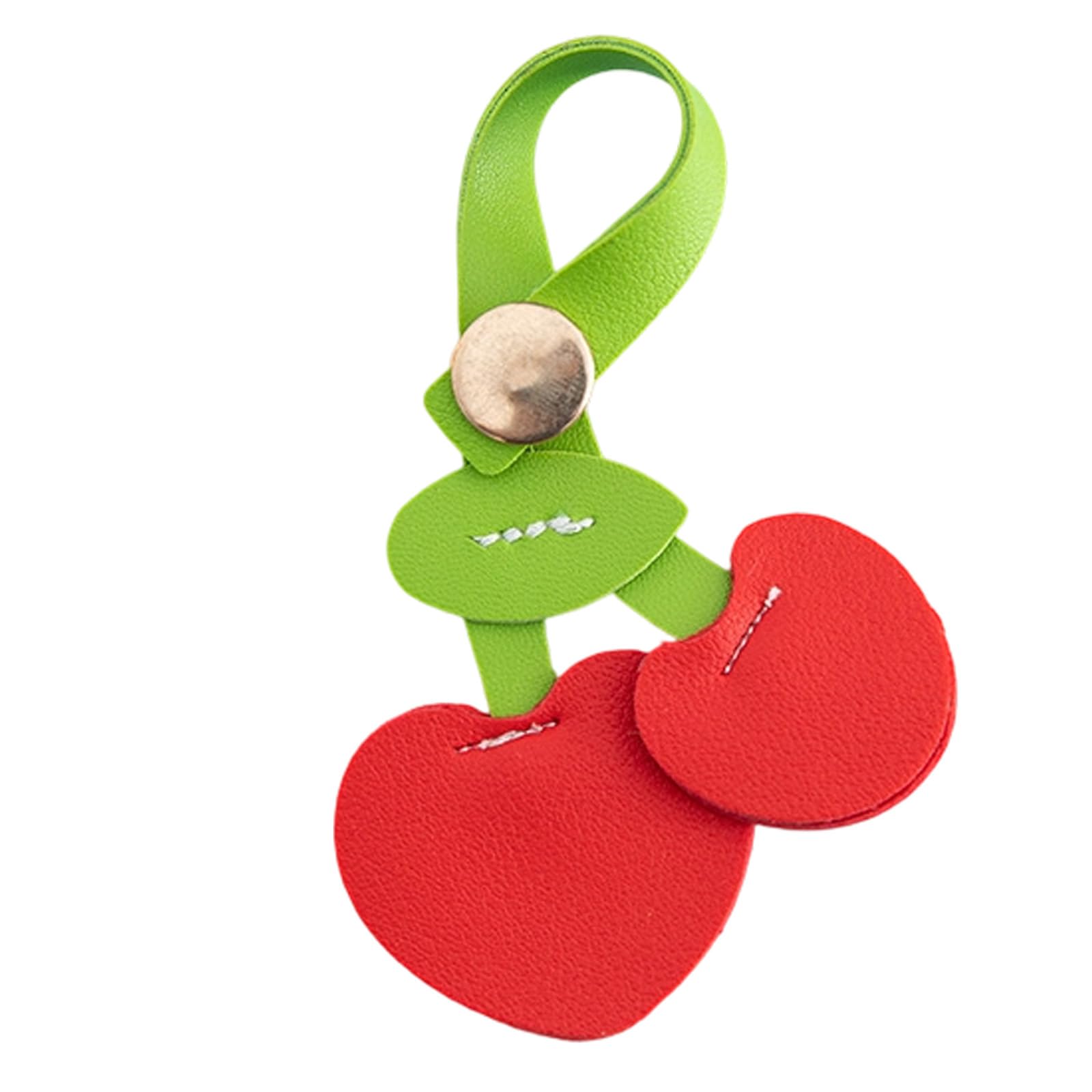 Maxtonser Lightweight Fruit Keyring Heart Shaped Bag Decoration Fashionable PU Leather Ornament for Daily Use and Stylish Look