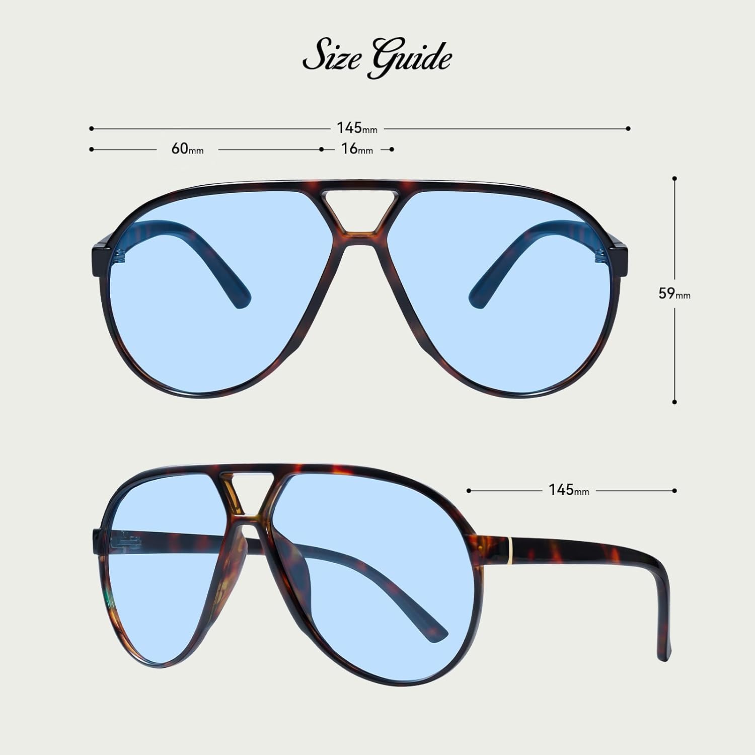 mosanana Trendy Aviator Oversized Sunglasses for Women Retro 70s Style MS52482 - Image 6