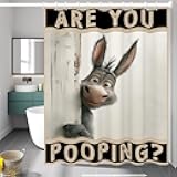 FADALO Funny Donkey Shower Curtain,are You Pooping Sign Shower Curtain Sets for Bathroom with 12 Hooks,Farmhouse Waterproof Shower Curtain Witty Humor Cloth Fabric Bathroom Decor 72 x 72 Inch