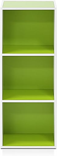 Miniatura 6 de Furinno - Estantería de 3 niveles abierta, serie Pasir, color blanco y verde 11003WHGR