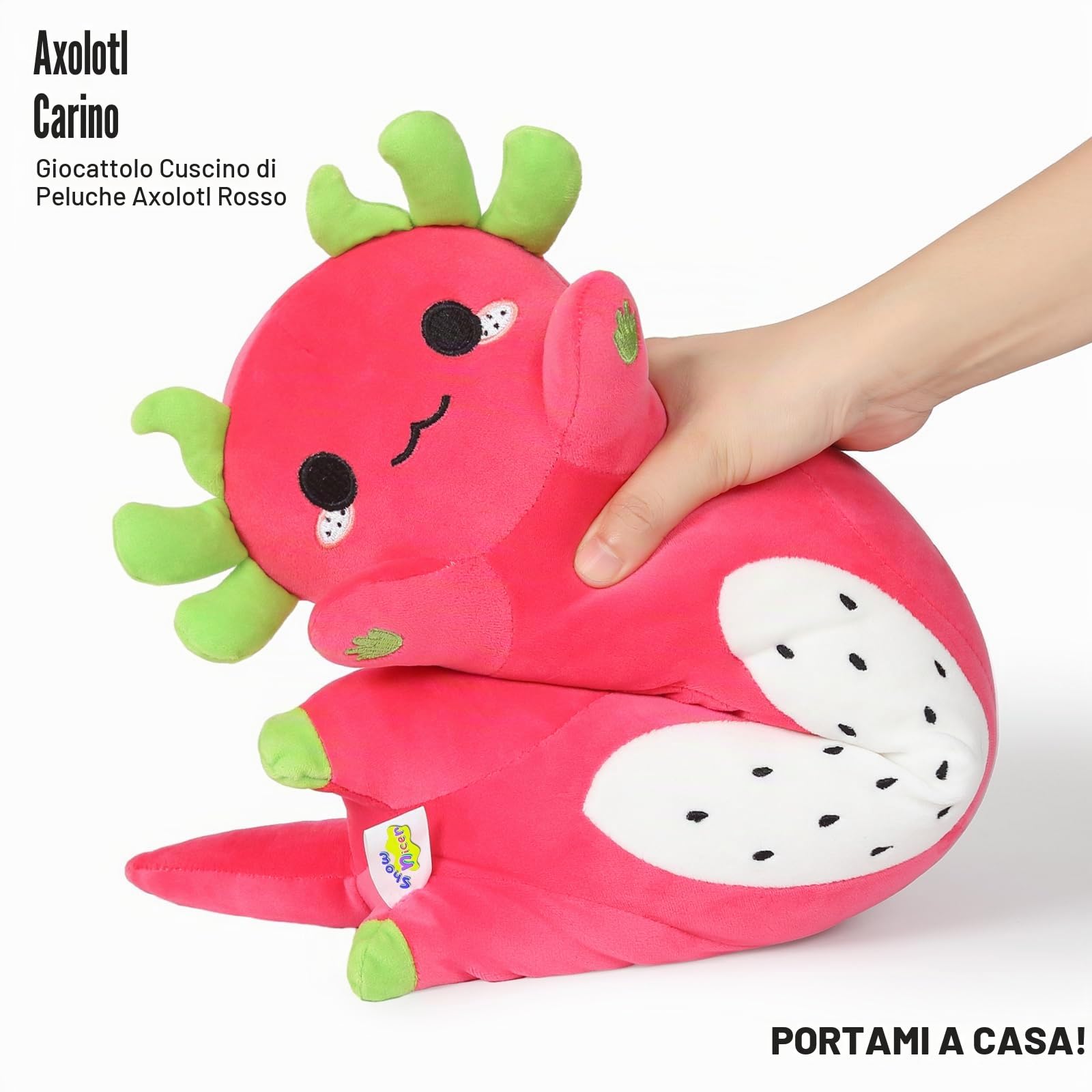 Showicer Peluche Axolotl Kawaii - Cuscino da Tiro Regalo per Bambini e Ragazze 12+ Anni (Rosso, 90 cm)