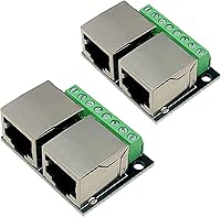 Vista 1 de 2 unids RJ45 Ethernet Dual Hembra Terminal Breakout Board,0.138 in Paso 8Pin RJ45 Tornillo Conector Junta Adaptador Terminal de Red