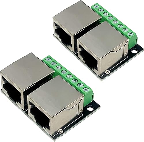 Vista 8 de 2 unids RJ45 Ethernet solo conector hembra placa de ruptura, 0.100 in paso RJ45 tornillo placa adaptador terminal