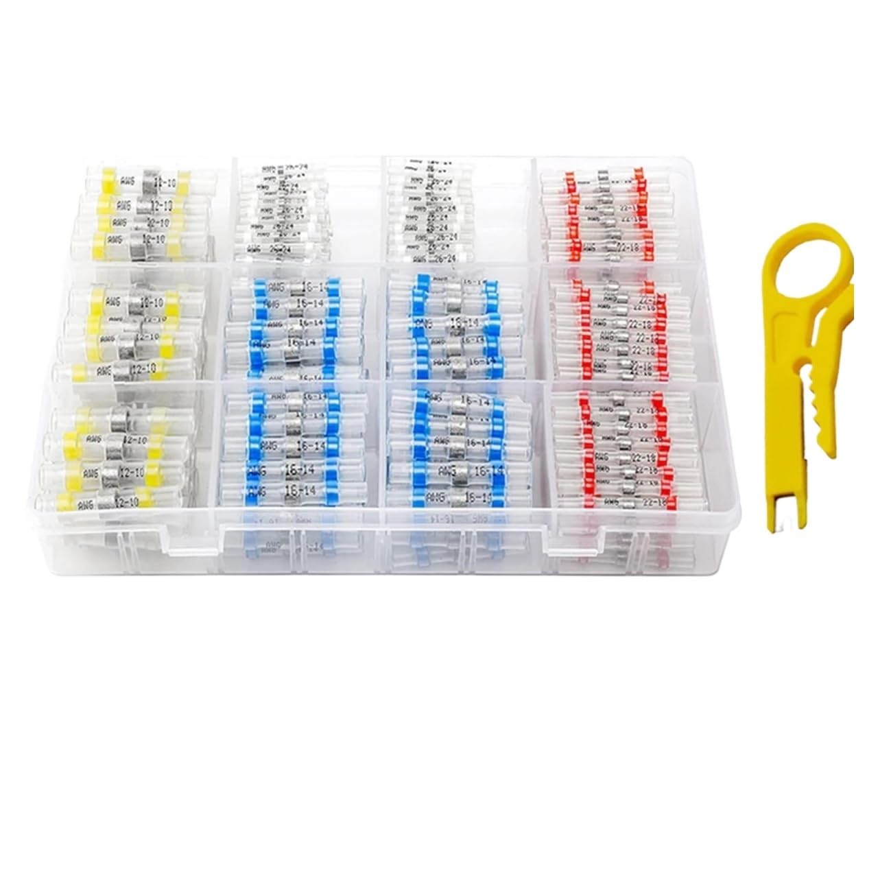 Terminales Eléctricos Termorretráctiles Kit de empalme cables y conectores eléctricos con sellado soldadura, terminales crimpado termorretráctiles 50 a 800 piezas(300pcs)