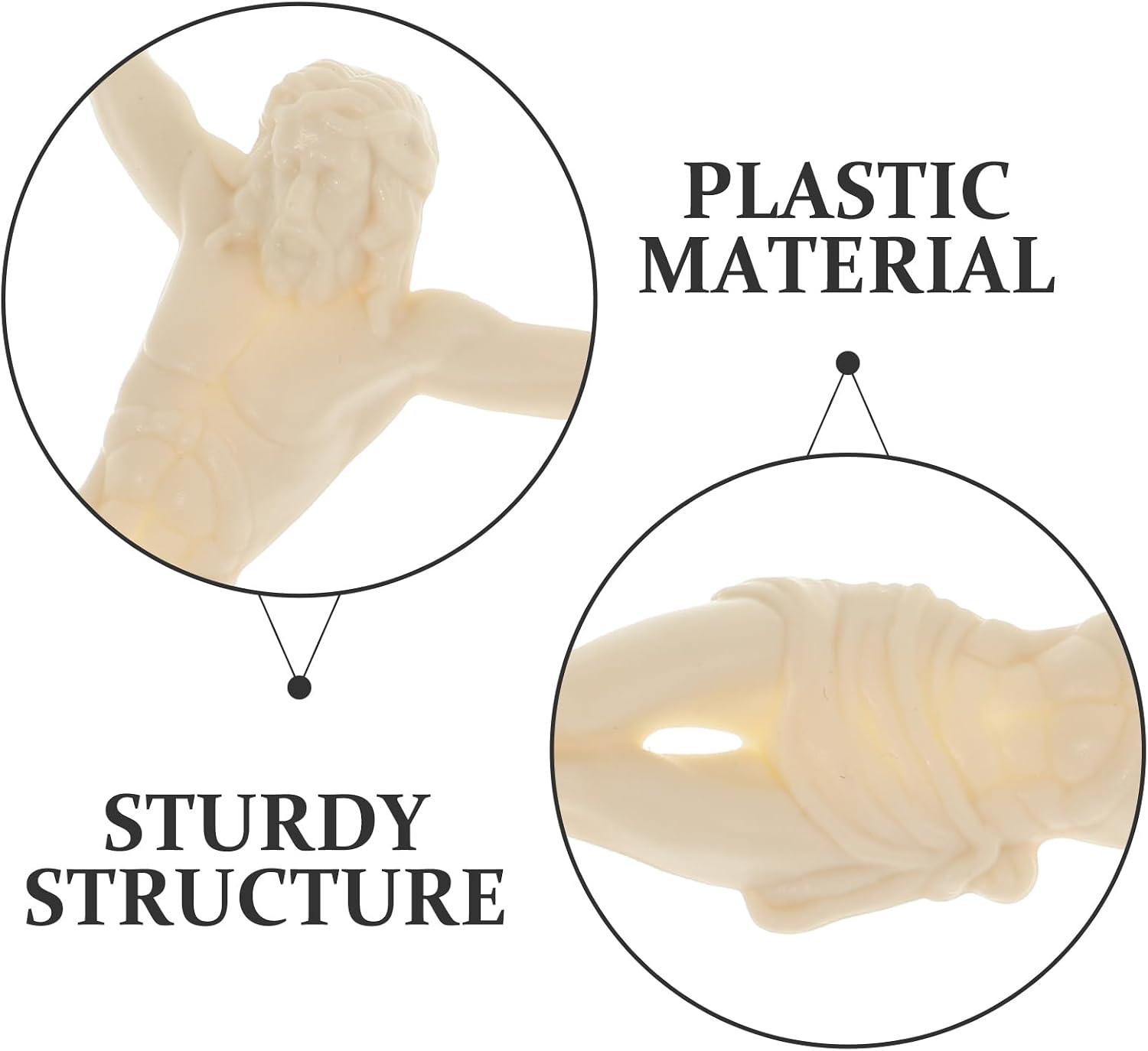 Yardwe 3.9 Inch Plastic Jesus Corpus for Crucifix DIY Crafting Realistic Christ Statue Religious Figurines Accessory for Wall Cross Making Catholic Home Altar Decor - 1 Pc