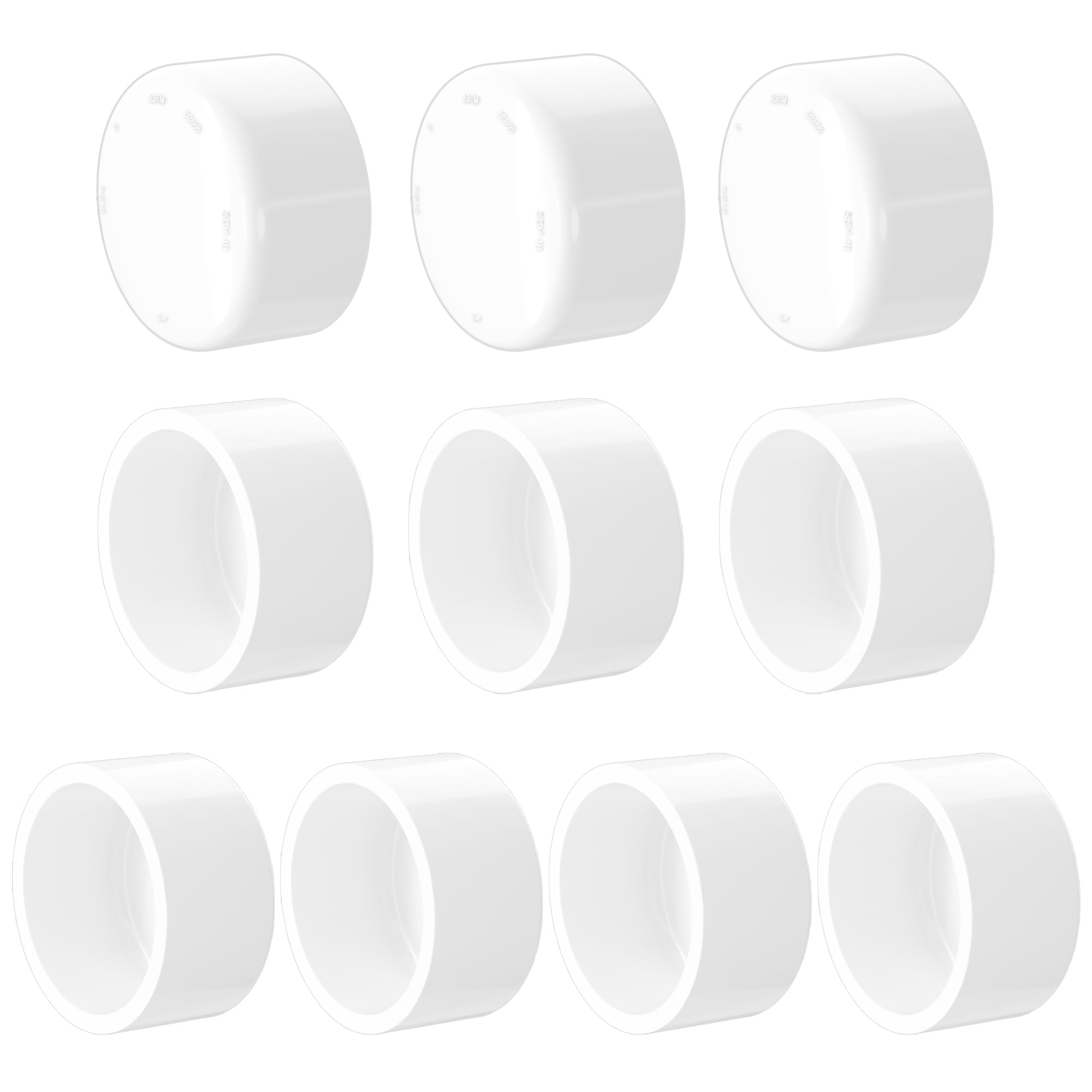 View 1 of 1-1/4 Inch PVC Cap, Fits Standard 1.66 in OD SCH 40 Pipe, 10 Pcs
