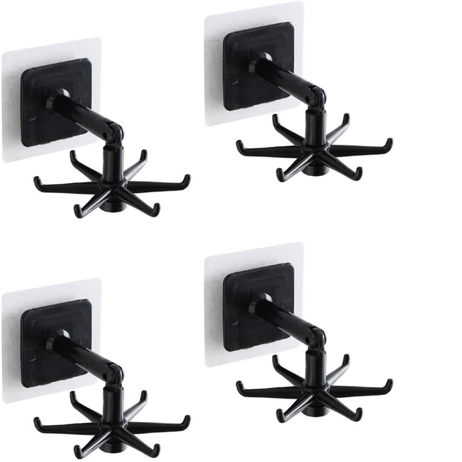 AMAWI Coat Hangers 4pcs 360 Degrees Rotating Folding Hook Self-Adhesive 180 Degrees Vertical Flip Hook Wall Hook Hanger for Door Kitchen Cabinet (Color : Black)