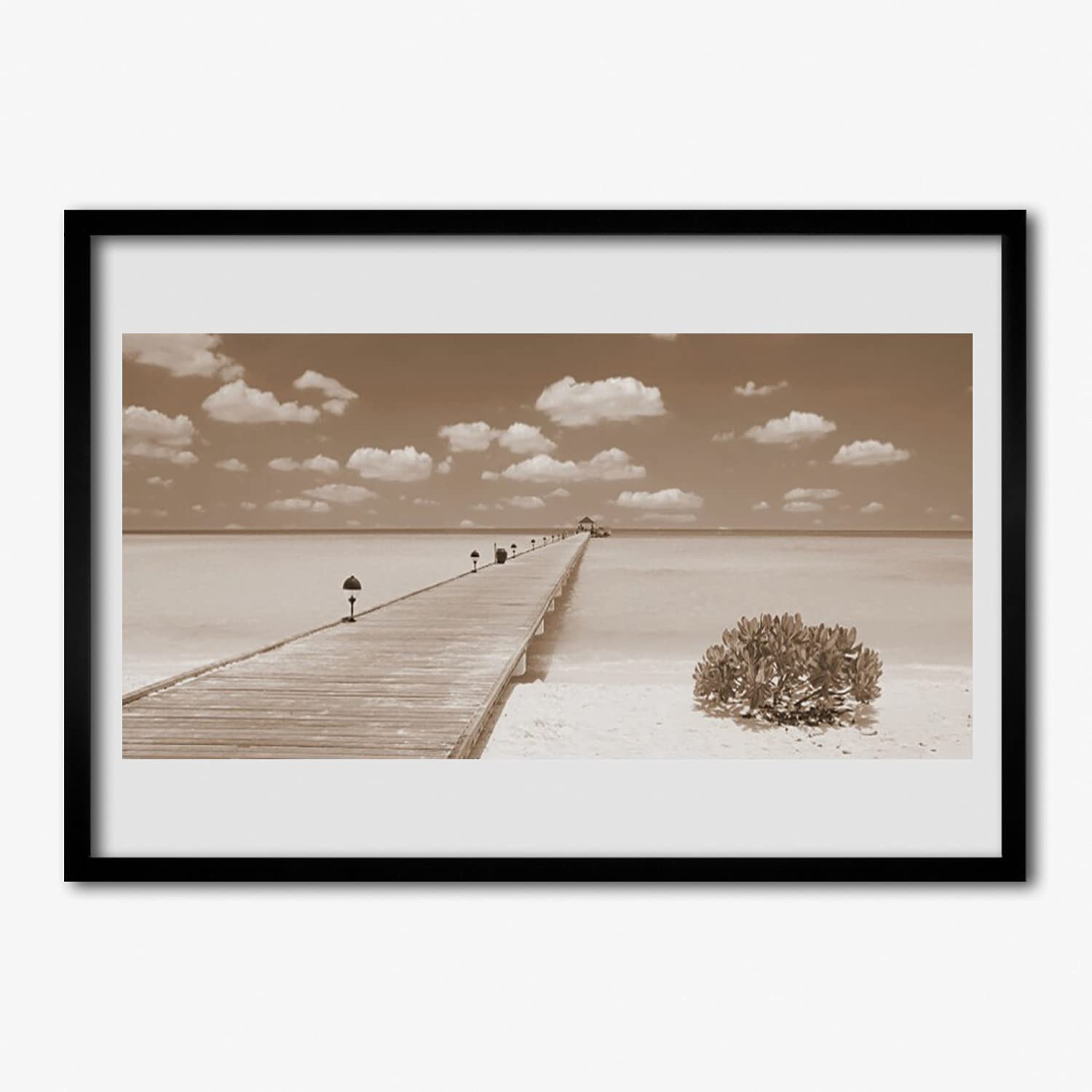 Tulup Marco Póster 100x70cm Cuadros Decorativos Cuadro de Pared Decoración Cartel Enmarcado Paredes de Sala, Dormitorios y Cocina Arte Mural - Paisaje del puente marino