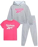 Girls' Activewear Set - 3 Piece Stylish Graphic T-Shirt Fleece Pullover Hoodie and Jogger Sweatpants Size: 4-12 Size