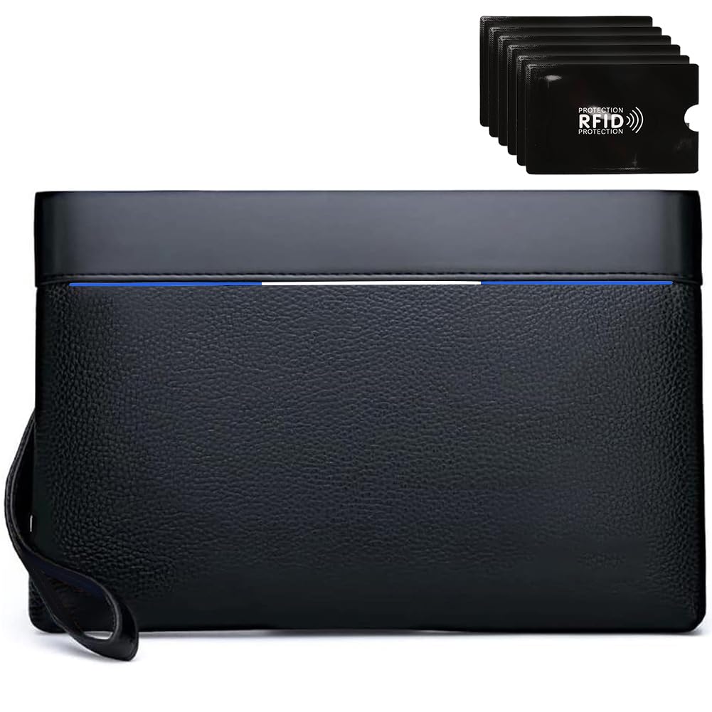 Eshow Handgelenktasche Herren - Vintage PU-Leder Mit RFID-Schutz & Handyfach