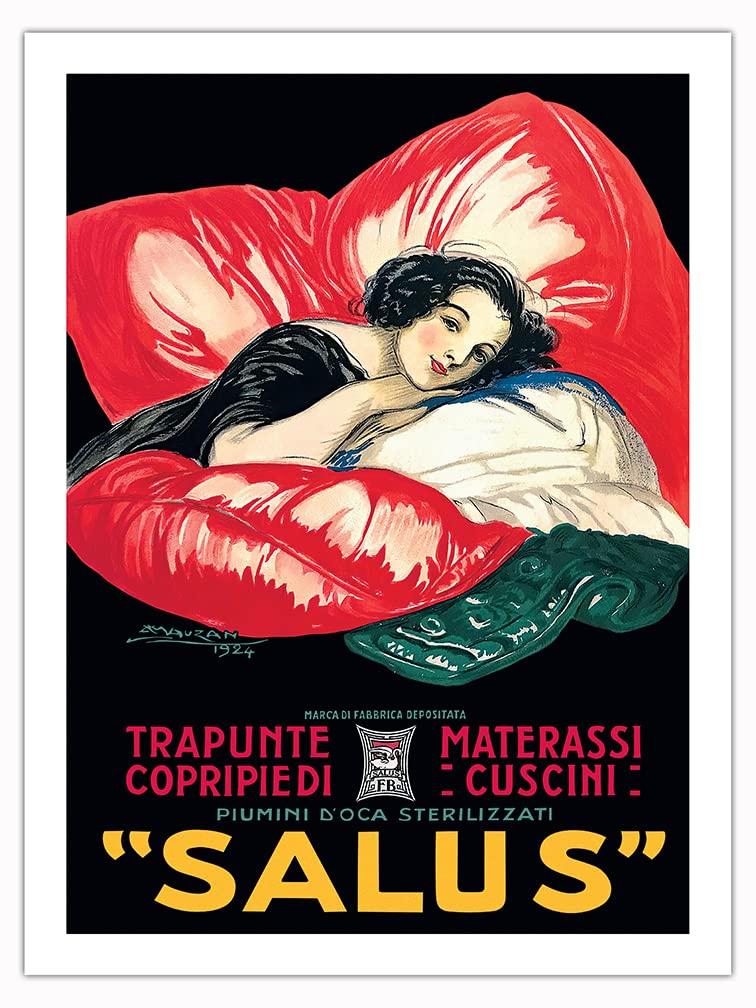 Salus - Mattress & Quilt Cushion Covers - Vintage Italian Advertising Poster by Achille Mauzan c.1930 - Bamboo Fine Art 290gsm Paper Print (Unframed) 24x32in