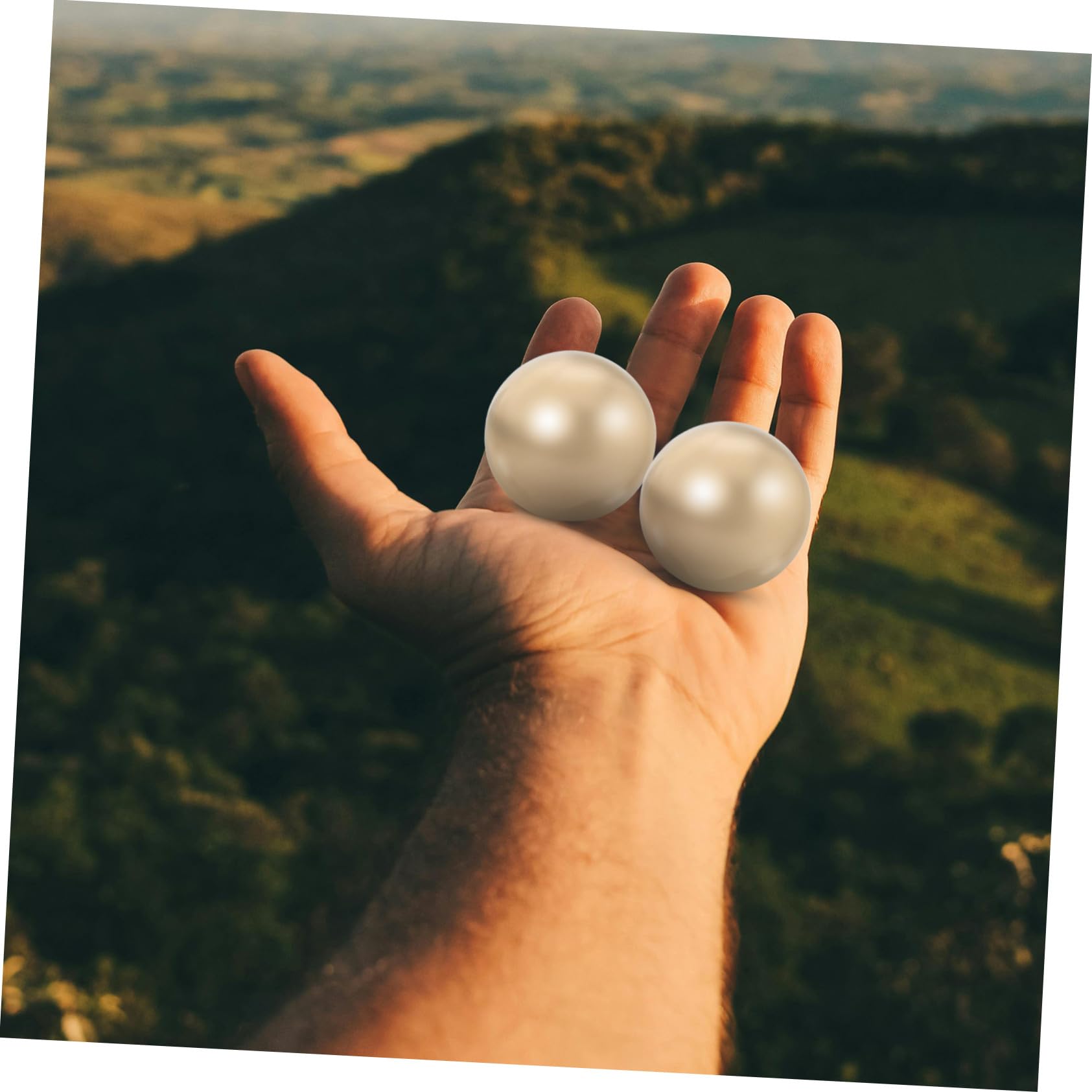2 Balones de Masaje de Palma de Latón Dorado, Bolas Lisas