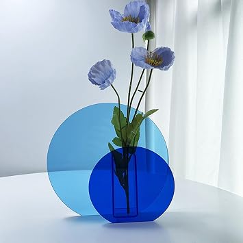 BFYDOAA Acrylic Flower Vase Colored Hydroponic Plant Vases Modern Art Floral Arrangement Display Containers for Centerpieces,Home Accent Major and Minor Circle