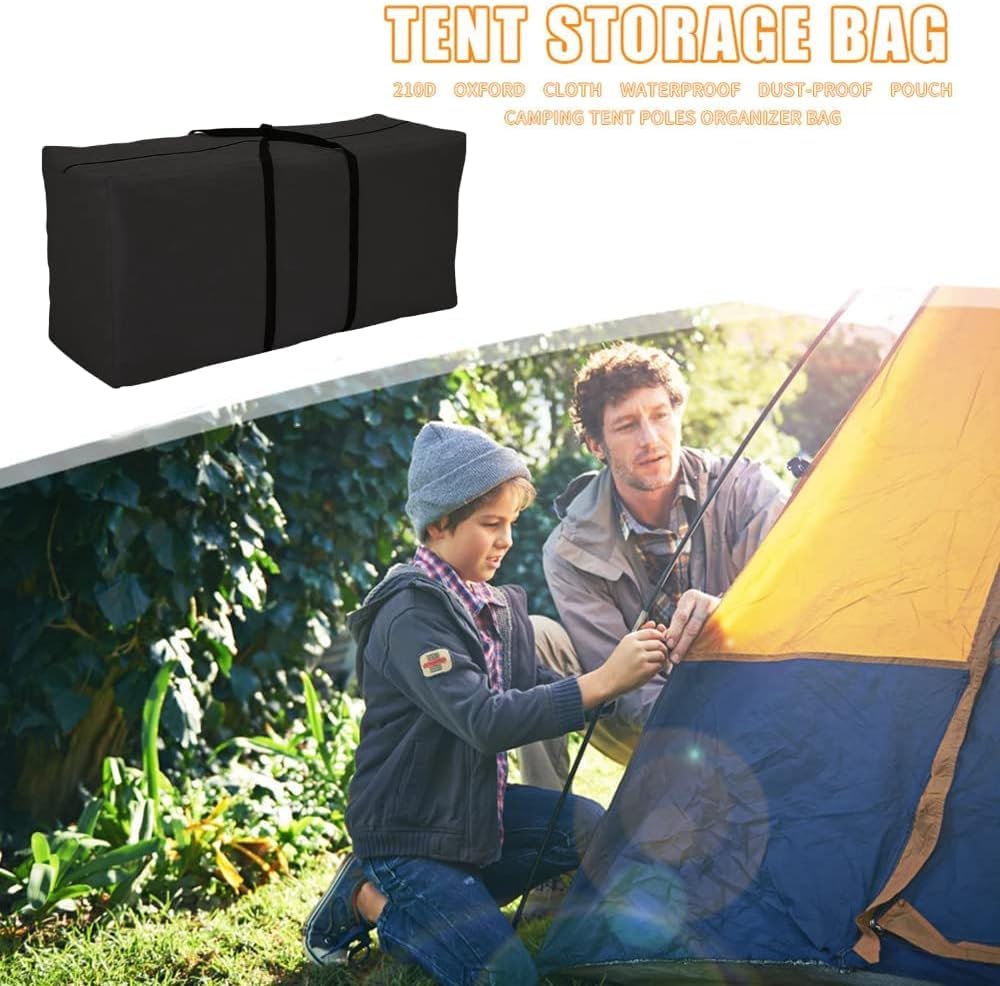 Sac de Rangement pour Meubles de Jardin, Tissu Oxford Imperméable Résistant aux UV Et Résistant aux Déchirures avec Poignée de Transport et Sac de Rangement Inclus (Noir, 173x76x51cm)