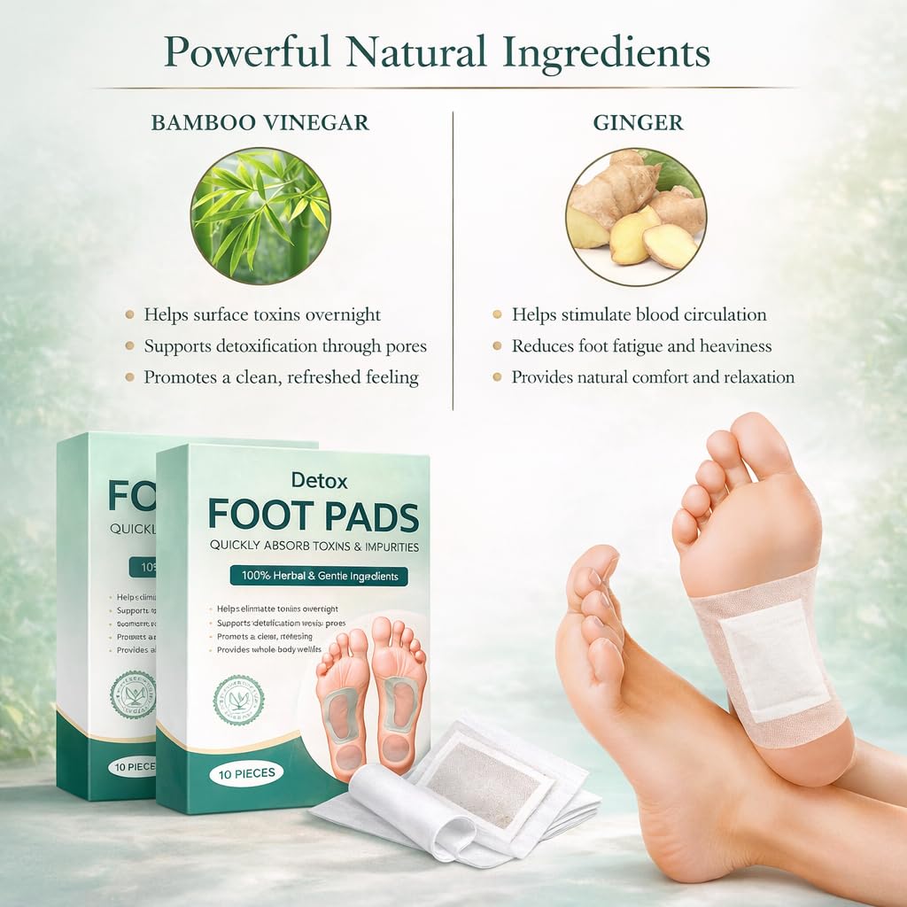 Detox Foot Pads | Natural Ingredients for Sleep Aid Pain Relief | Toxin Removal with Bamboo Vinegar and Acupoint Micro-Massage Technology Detox Foot Patch (Pack 3) — Amazon image 5