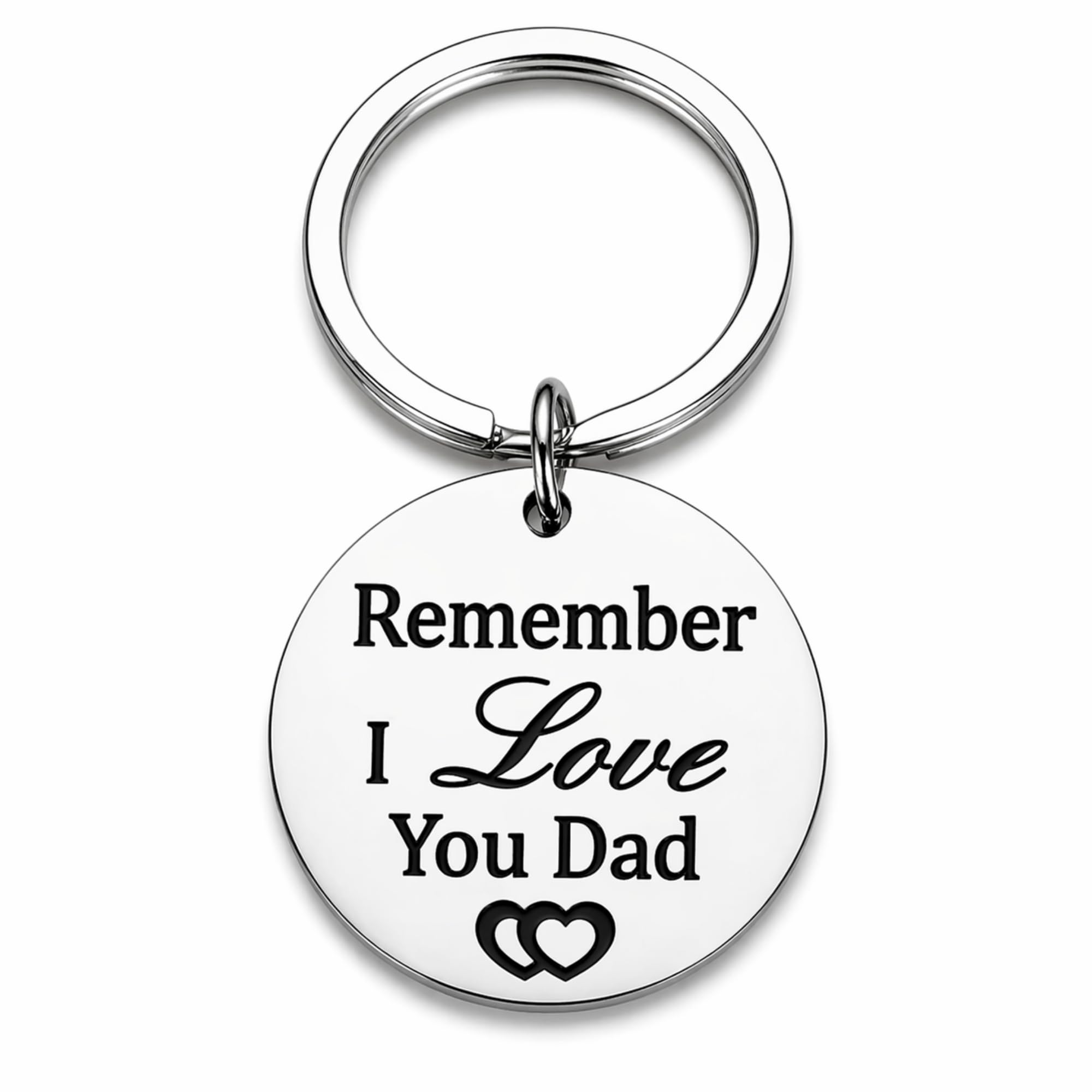 Jewellbox Unisex Silver Dad Keyring – “Remember Dad I Love You” Engraved Stainless Steel Keychain, Emotional Gift For Father From Son Or Daughter, Birthday, Father’s Day, Christmas Gift For Dad