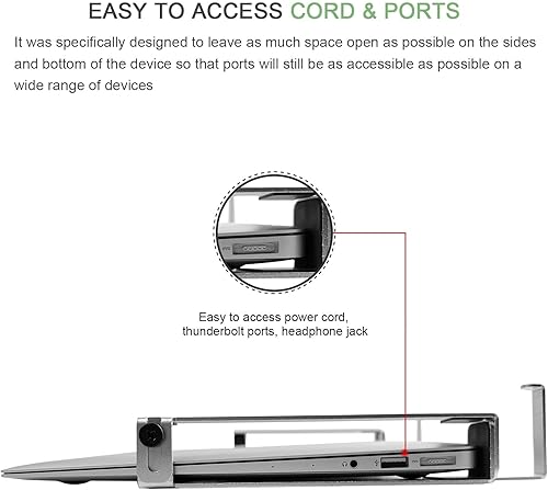 Miniatura 3 de IFCASE Soporte de pared de aluminio para laptop para MacBook Air, Pro, Surface, iPad, tabletas, teléfonos celulares con gancho para auriculares,