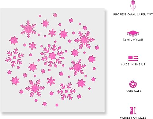 Miniatura 2 de Plantilla de círculo de copo de nieve, plantilla reutilizable cortada con láser, ideal para manualidades navideñas