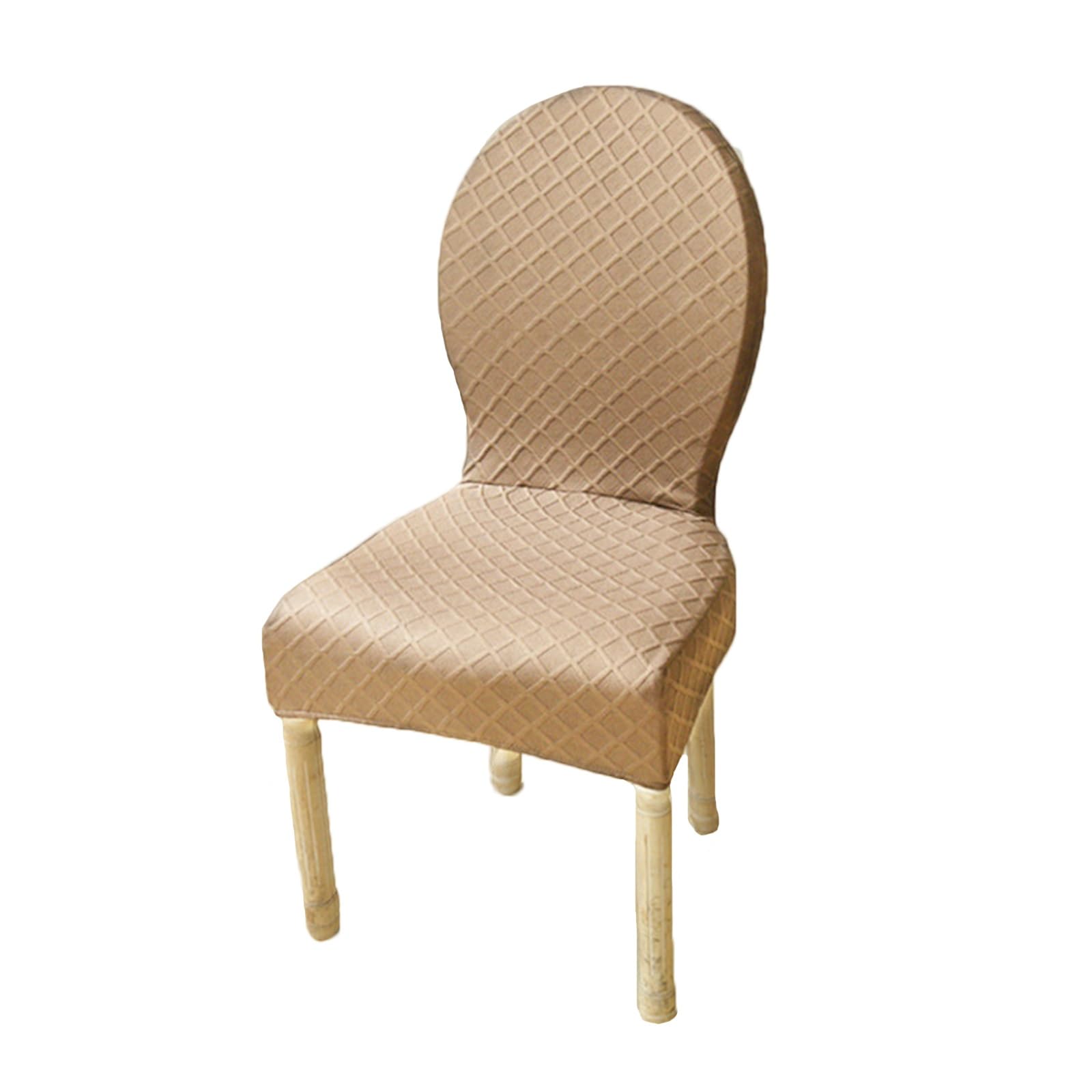 Stretch Curved Back Dining Chair Cover - Modern Oval Side Chairs Cover Without Arms for Kitchen/Hotel/Banquet - Round Back Accent Chair Cover with Solid Wood Legs