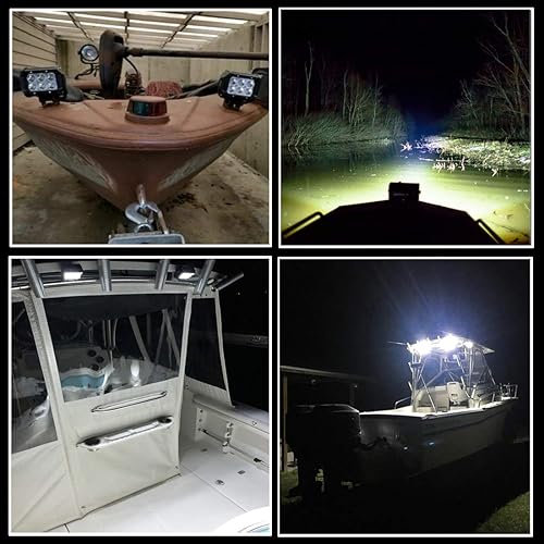 Miniatura 3 de Shangyuan Pontón - Faros delanteros de acoplamiento para barco, luces LED marinas para kayak, bajo, Jon, pesca, lancha, luz de esparcidor, camiseta,