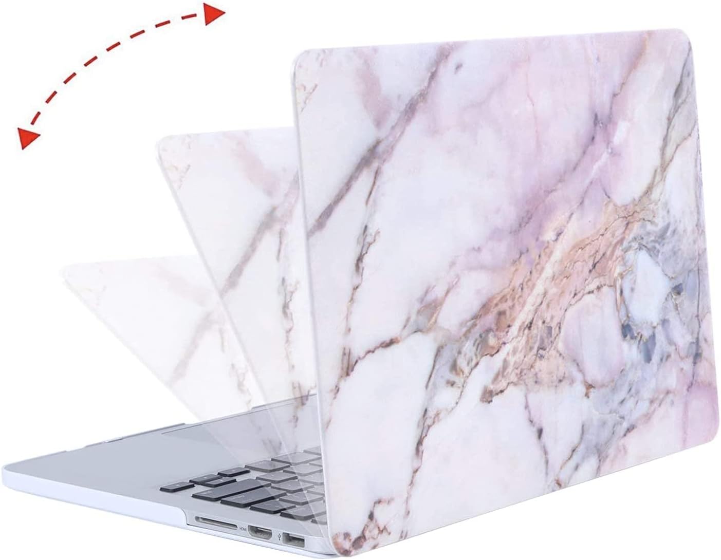 MOSISO Compatible with MacBook Pro 15 inch Case with Retina Display (Model: A1398, Older Version, 2015 - end 2012 Release), Plastic Pattern Hard Shell&Keyboard Cover&Screen Protector,Colorful Marble