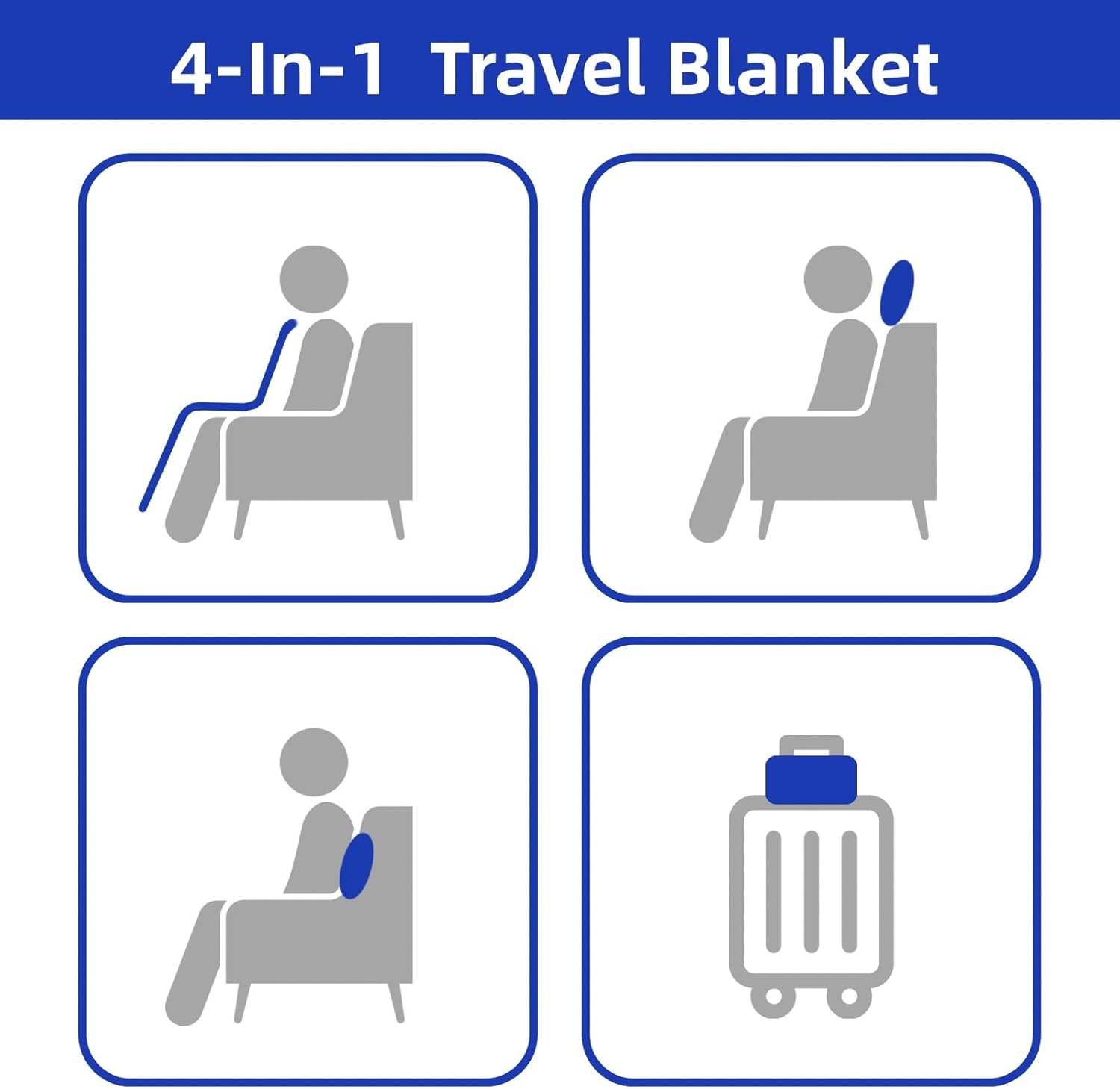 Travel Blanket Pillow, Soft Airplane Blanket 2-in-1, Travel Blanket Airplane Compact with Bag, Travel Essentials Accessories for Plane and Car,60x80 Navy