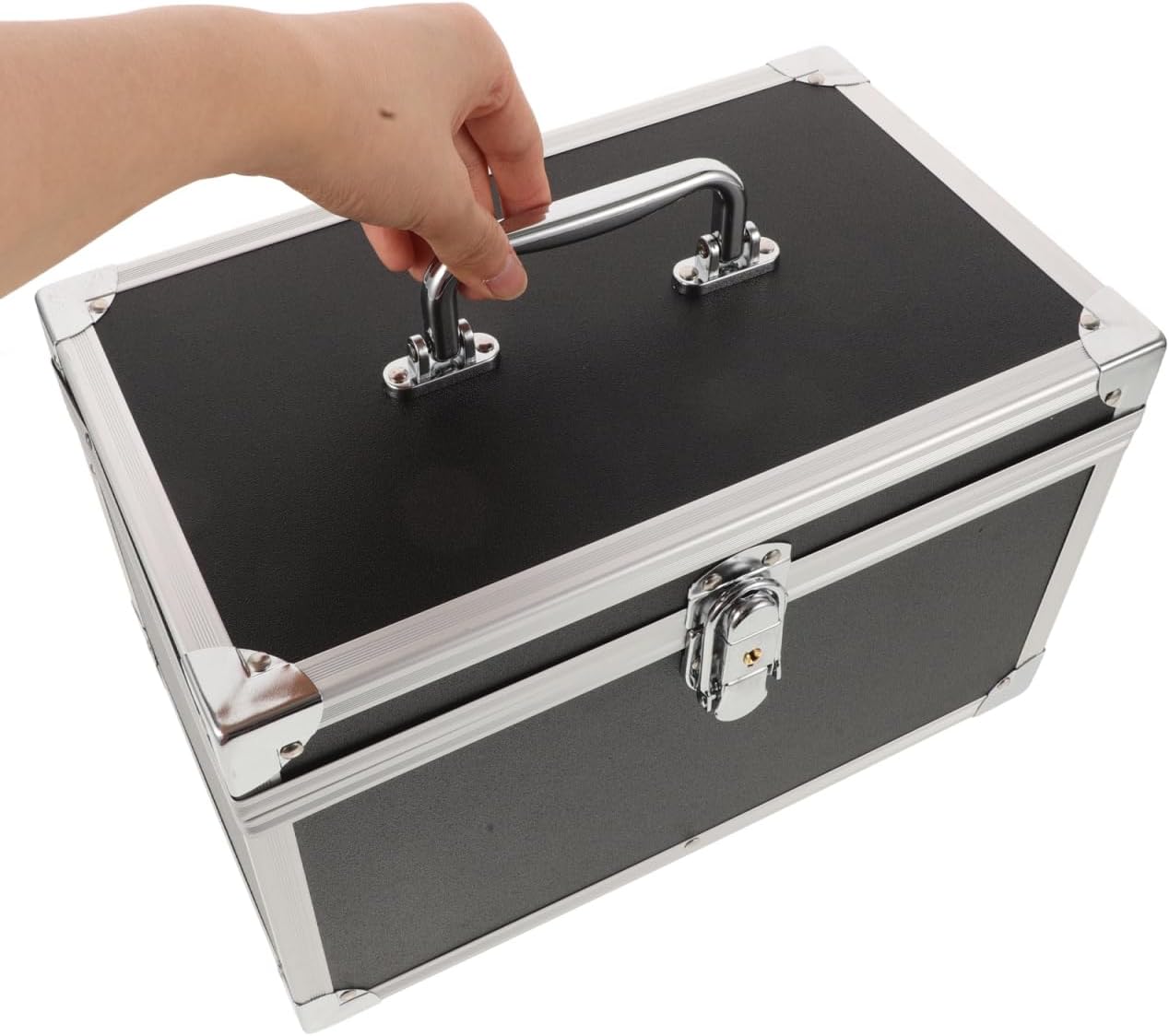 ibasenice Aluminum Alloy Portable Tool Box 11.81X7.48X7.08In Small Carrying Case with Weather-Resistant Scratch-Resistant Exterior and Comfortable Handle for Tools and Props Storage