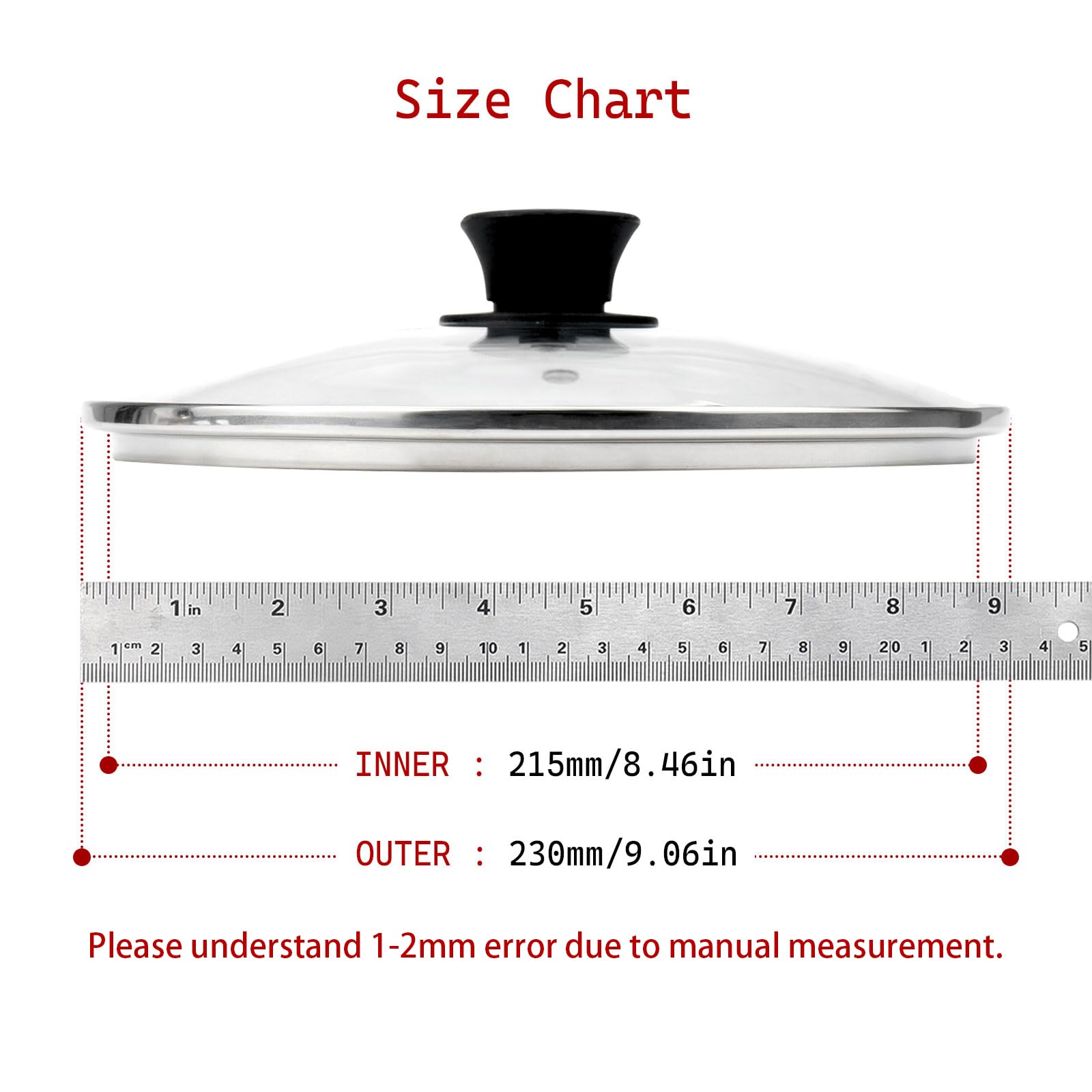 Woogim 9 Inch Clear Glass Pot Lid - Universal Stainless Steel Tempered Cover With Silicone Knob - View #13