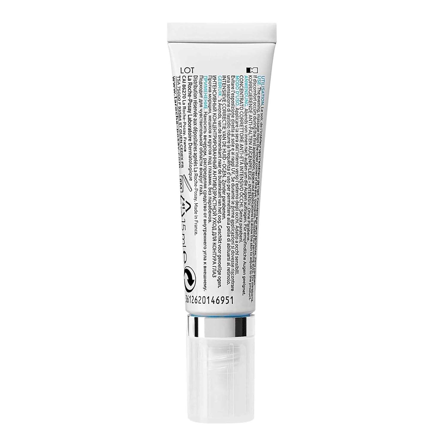 La Roche Posay Tratamiento Anti-arrugas Intensivo para el Contorno de Ojos, Corrector, Regenerador y Unificador, Fórmula con Retinol, Neurosensina y Adenosina, Redermic Retinol, 15 ml