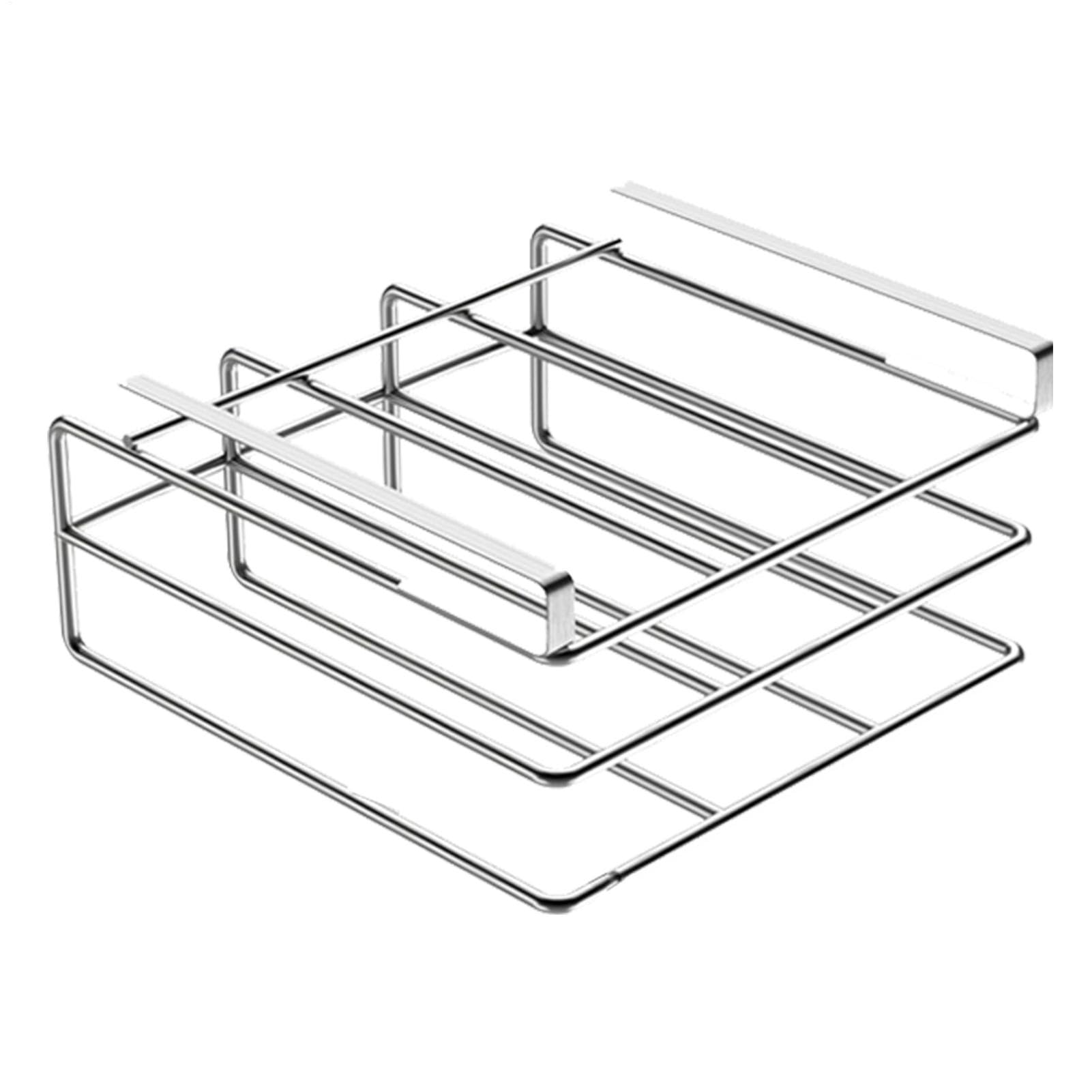Generico Raccolto di supporto per taglieri, sotto il menomino del cabinet,Hangble Under Gabinet Pan Lid Stand - Rastrellino da tagliere in acciaio inossidabile per cucina