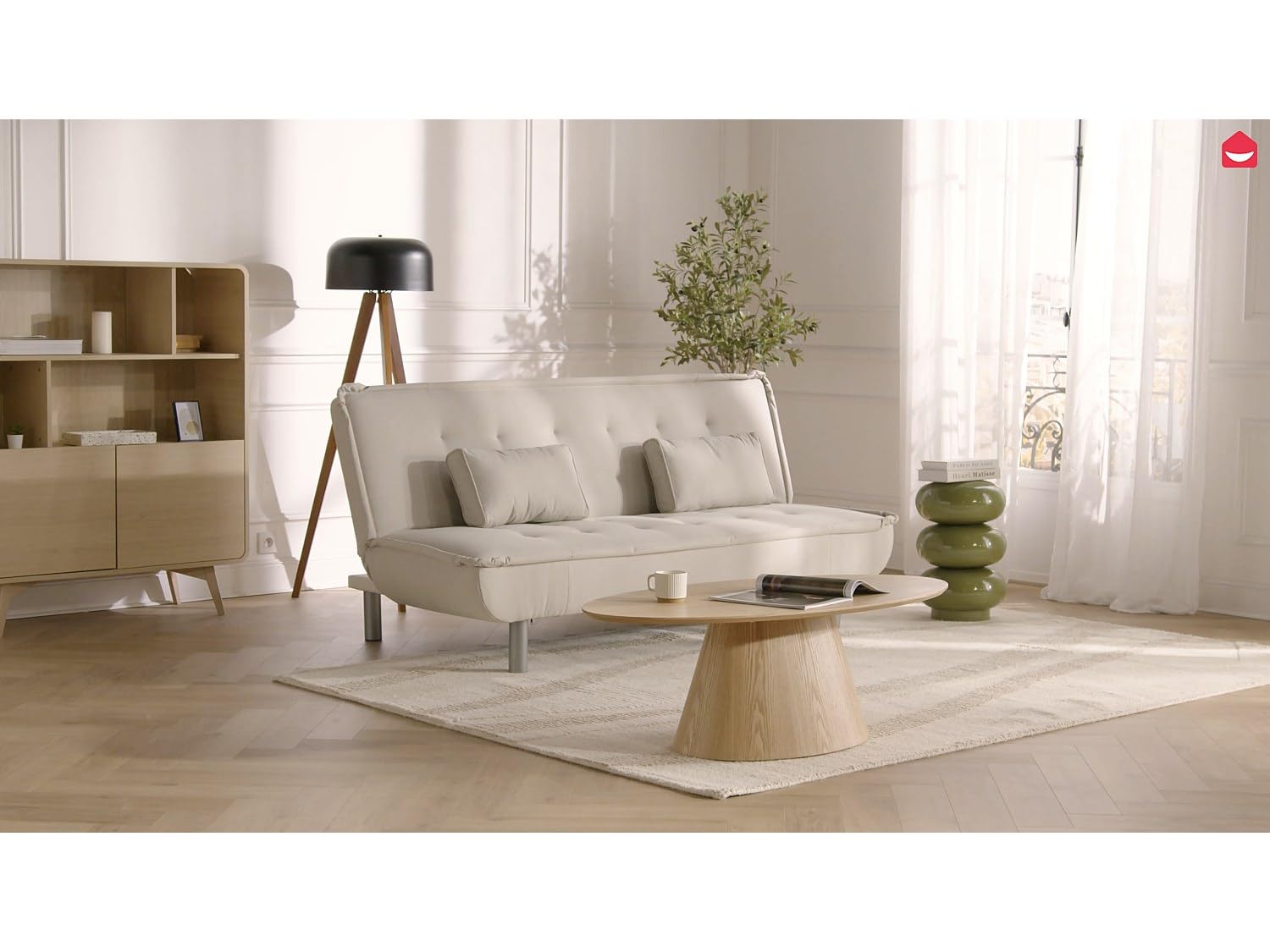 Vente-unique - Canapé 3 Places Convertible clic-clac MISHAN en Tissu - Caramel
