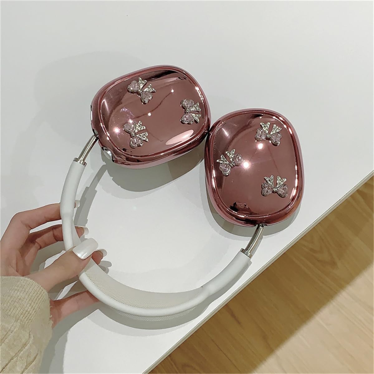 Amazon | AirPods Max用メッキシルバーヘッドホンケース、女の子や女性